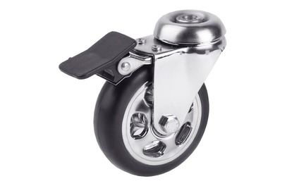 HTS Caster | Chrome Rim Blank Cross Furniture Casters with Brakes